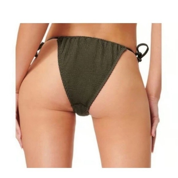 GOOD AMERICAN Crinkle Always Fits Tiny Ties Bikini Bottom Large/XL Stormy Green - Picture 2 of 9
